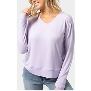 Peace Love World Brushed French Terry V-Neck Top